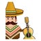 Half body man mexican with hat and acoustic guitar