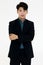 Half body portraint of cute Asian businessman in casual suit, jacket and shirt