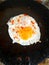 Half boiled egg dishes indian dish with extra spicy chilli powder added cooking dishes