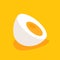Half boiled egg isolated on yellow background
