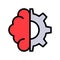 Half brain and half gear vector, Artificial related filled design icon