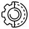 Half closed gear icon, outline style