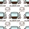 Half Cup Of Espresso And Coffee Beans Vector Seamless Pattern