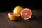 Half cut grapefruit portrait