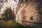 Half destroyed brick wall and  Kuznechnaya tower of Simonov Monastery, Zamoskvorechye District, Moscow, Russia