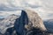 Half Dome rises above rest of mountains in beautiful landscape in Yosemite National Park