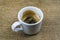 Half drunk cup of strong espresso coffee