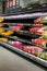 Half empty meat aisle shelf at Aldi Supermarket. Meat shortage due to COVID-19 Omicron outbreak in