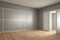 A half-empty room with a beautiful floor and walls, a clean render without inscriptions and unnecessary elements.