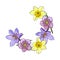 Half frame of spring flowers, decoration element, sketch vector illustration