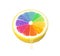 Half of fresh lemon with rainbow segments on white background. Brighten your life