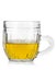 Half full glass beer tankard on a white background