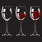 Half and Full Glass and with Red Wine Set Realistic Empty Alcohol Drink. Vector