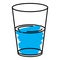 Half full and half empty glass icon,  vector line illustration