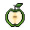 Half green apple pixel art on white background