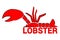 Half lobster. Cartoon red lobster with black design elements. Restaurant vector logo template.