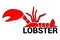 Half lobster. Cartoon red lobster.  Seafood dinner vector design silhouette.