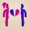 Half of man and half of woman icon lonely and missing his mate lover, divorce breakup and loneliness vector concept symbol,