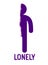 Half of man icon lonely and missing his mate lover girlfriend, divorce breakup and loneliness vector concept symbol, stylish