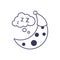 Half moon with hat sleeping flat icon image