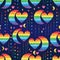 Half moon love rainbow glitter star seamless pattern