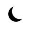 Half moon in night sky. Black crescent isolated on white background. Icon new moon. Simple shape outline. Silhouette graphic eleme