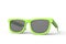 Half-open neon green sunglasses laying on side