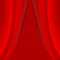 Half open red curtain. Realistic vector illustration