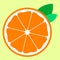 Half orange with two leaves icon fruit