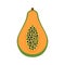 Half of papaya icon, flat style