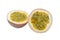 Half passion fruit isolate on white background.