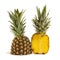 Half pineapples isolated on white background. Side view