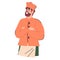 Half-portrait of confident bearded restaurant chief cook, cartoon flat vector isolated