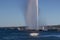 A half rainbow with big fountain in Geneva lake