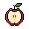 Half red apple pixel art on white background