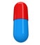 Half red half blue pill capsule. 3D