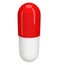 Half red half white pill capsule. 3D