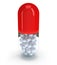 Half red pill capsule. 3D