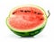 Half of Ripe Sliced Green Watermelon Isolated