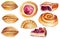 Half of Russian or ukrainian jam Pie isolated watercolor illustration, baked goods