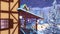 Half-timbered alpine house at snowy winter night 4K