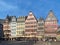 Half timbered buildings on Romerberg in the old town of Frankfurt am Main