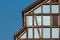 Half-timbered house with glass wall