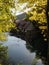 Half-timbered house mill Blautopfhaus at blue turquoise freshwater spring Blautopf in Blaubeuren Baden-Wuerttemberg