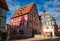 Half-timbered houses at Marktplatz Rothenburg ob der Tauber Old Town Bavaria Germany