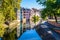 Half-timbered houses reflecting in the canal in the Petite France historic quarter in Strasbourg, France