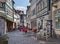 Half-timbered houses in a shopping street in the village gelnhausen in Hessen