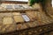 Half-timbered medieval facade at world-famous St Emilion, France