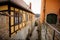 Half-timbered renaissance house, picturesque street with colorful historical buildings in old historic center of Meissen, Saxony,