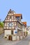 Half timbered town in Wine village of Oppenheim at river Main, Germany with signage parking only allowed in marked zones Zone
